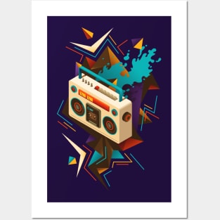 Kick Out The Jams Retro 80s Boombox Splash Posters and Art
